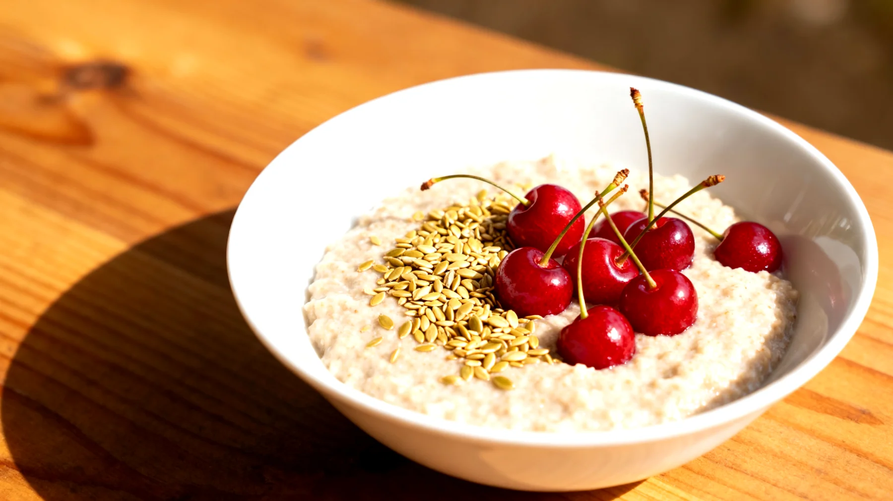 Amaranth-Porridge mit Hanfsamen und Sauerkirschen"