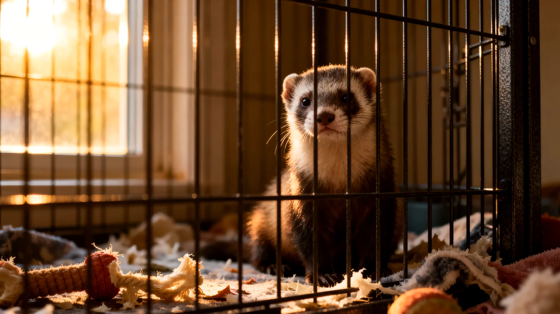 Frettchen sind sehr aktive und neugierige Tiere, die ohne eine strukturierte tägliche Routine schnell gelangweilt werden und destruktives Verhalten entwickeln können. Erwachsene Frettchen benötigen täglich mindestens 4 Stunden Freilauf außerhalb des Käfigs, feste Fütterungszeiten und mentale Stimulation, um gesund und ausgeglichen zu bleiben."