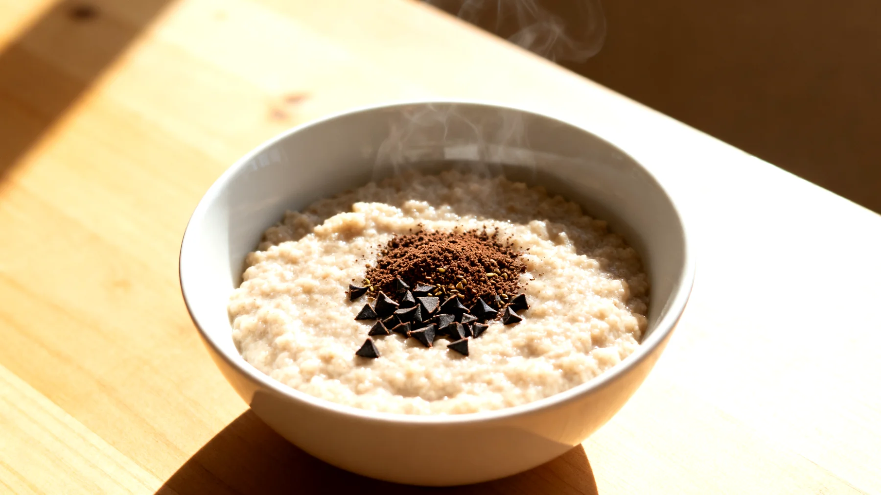 Amaranth-Porridge mit Hanfsamen und Kakaonibs"