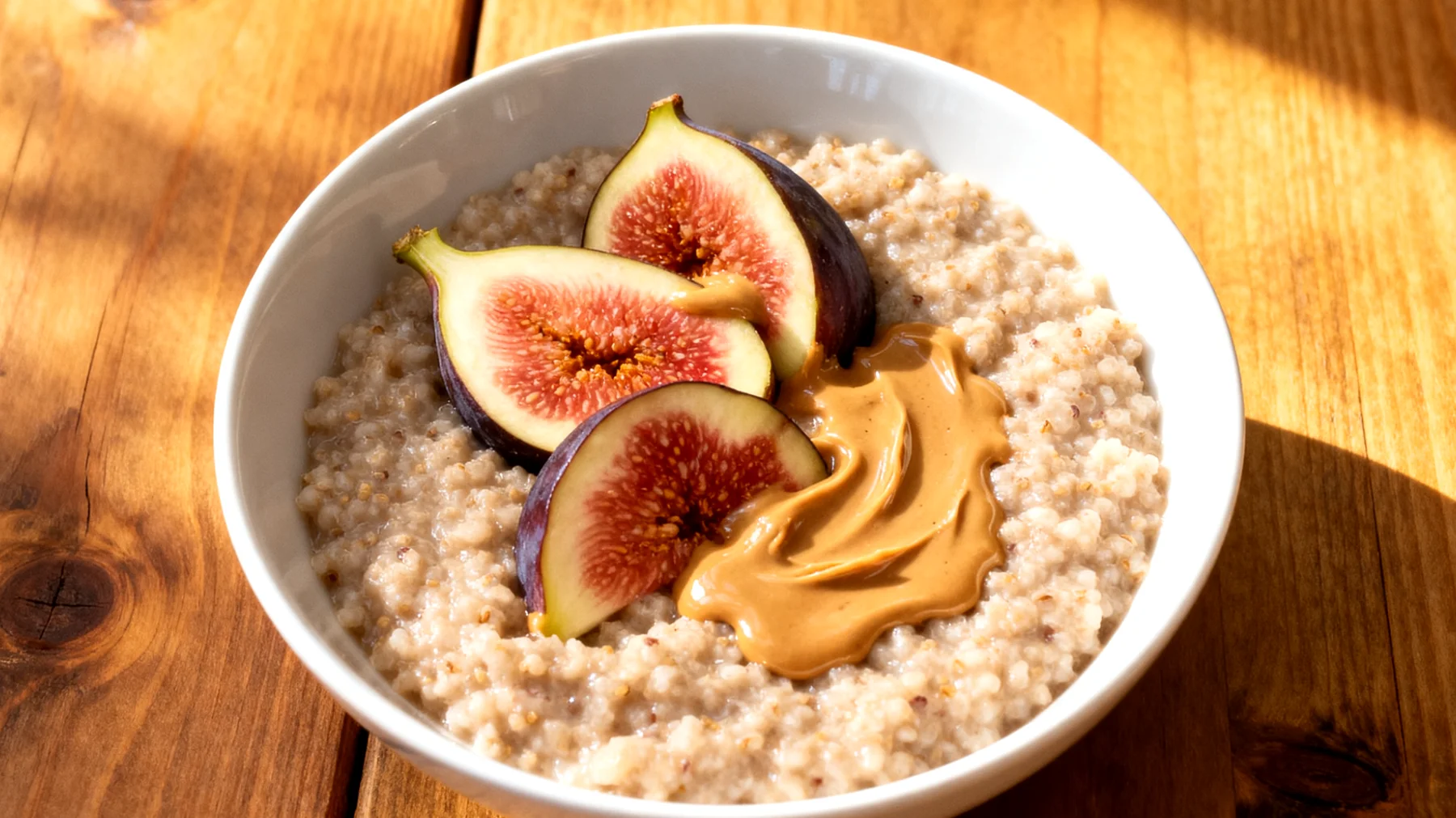 Amaranth-Porridge mit Mandelbutter und Feigen"